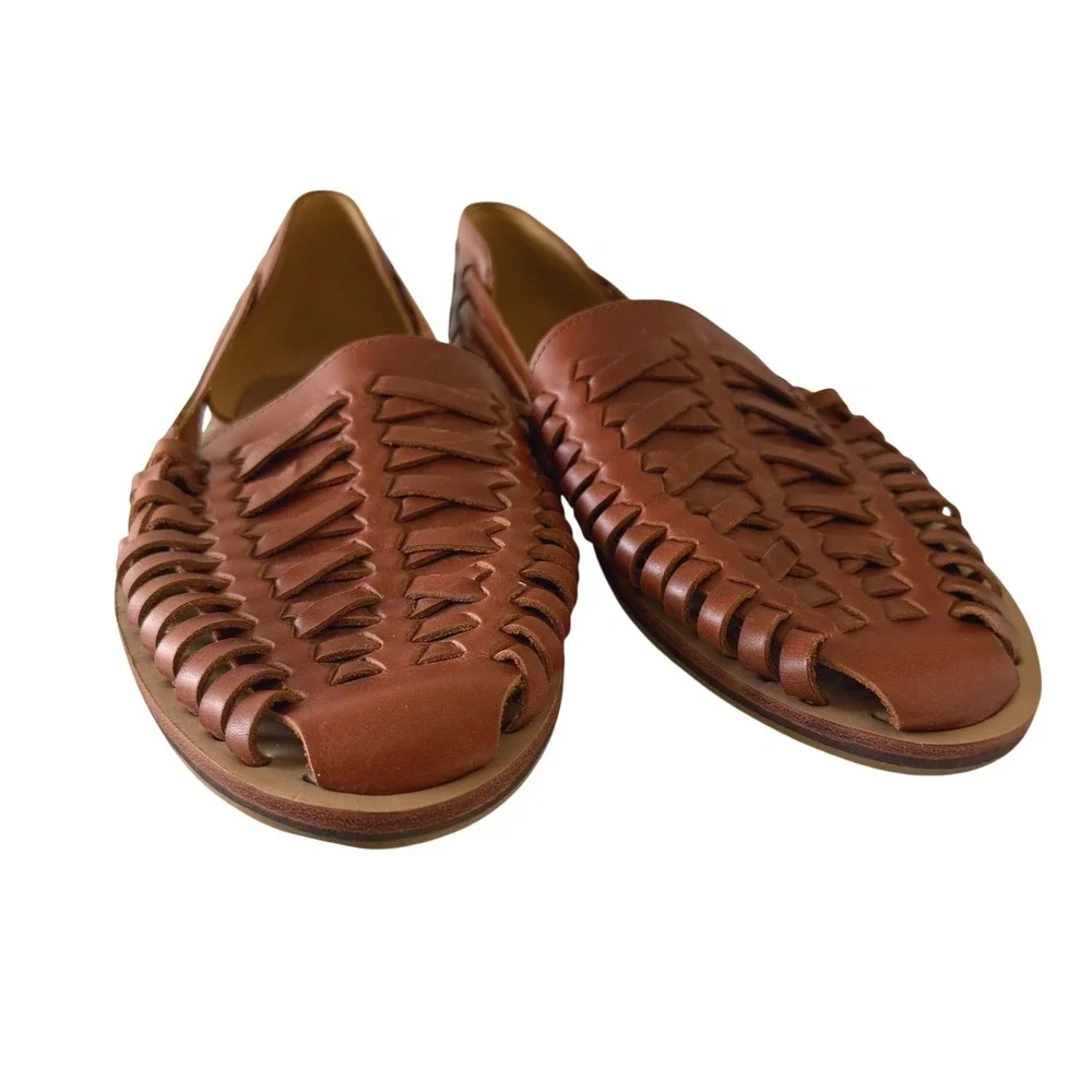 Nisolo Mens Boho Huarache Sandals Brandy Brown Leather Hand Crafted Slip On 11
